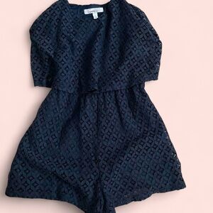 Navy Blue Lace Romper
